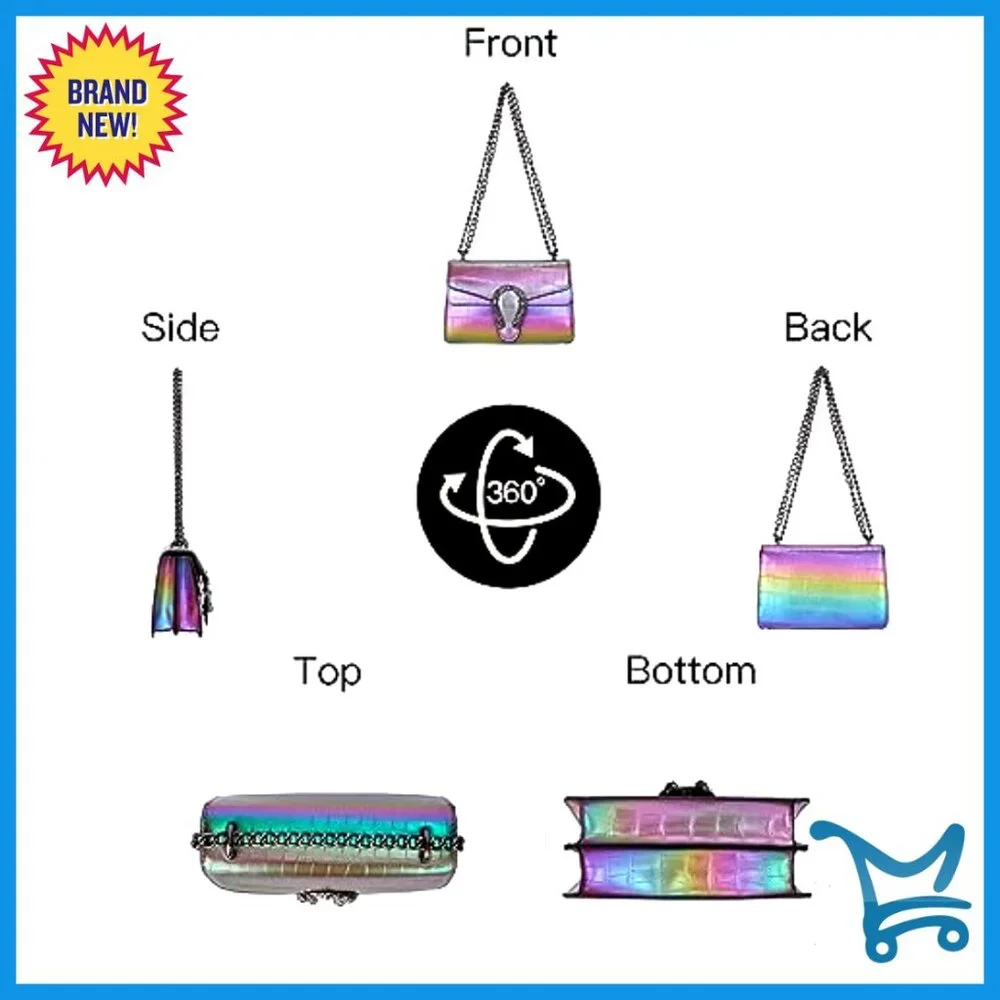 Vintage Snake Print PU Leather Crossbody Bag with Chain Strap - 9x3.1x5.5 - Picture 4 of 7